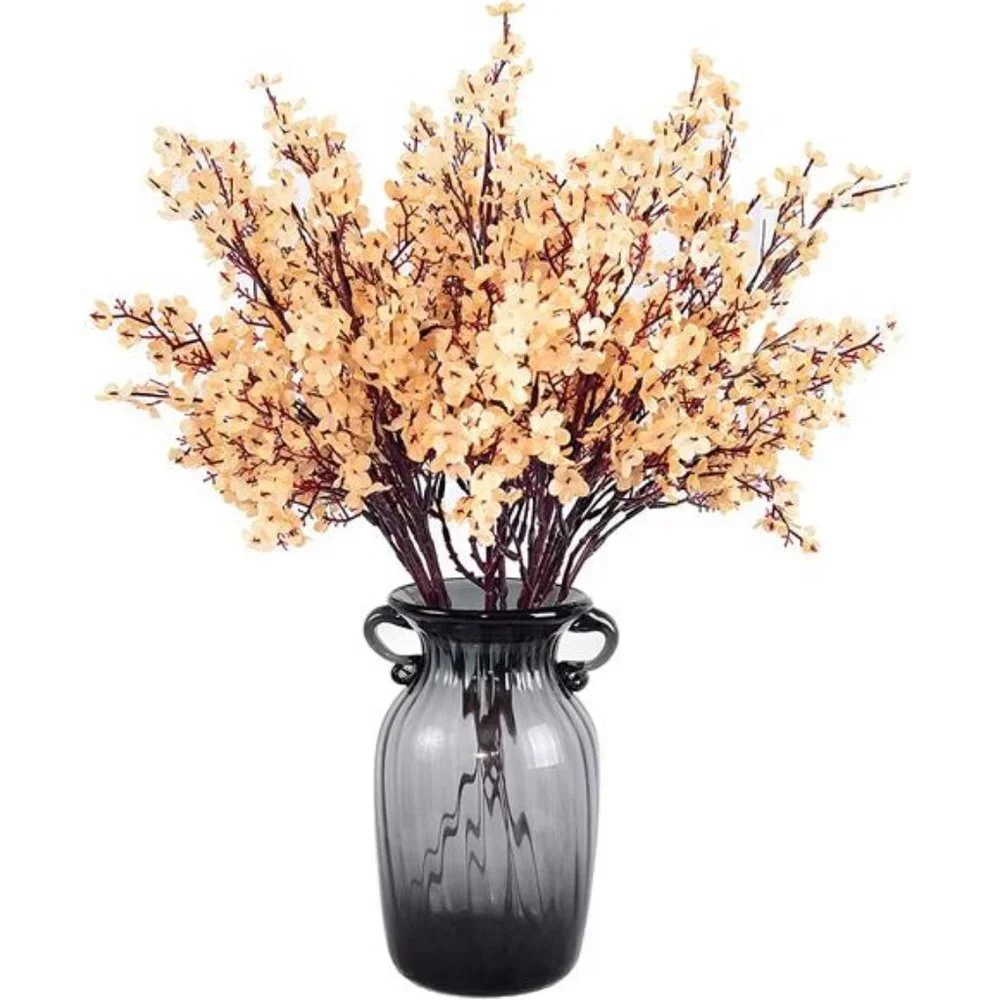 Artificial Flowers 6 Bundle European Fake Silk Plants Decor  (Champagne)